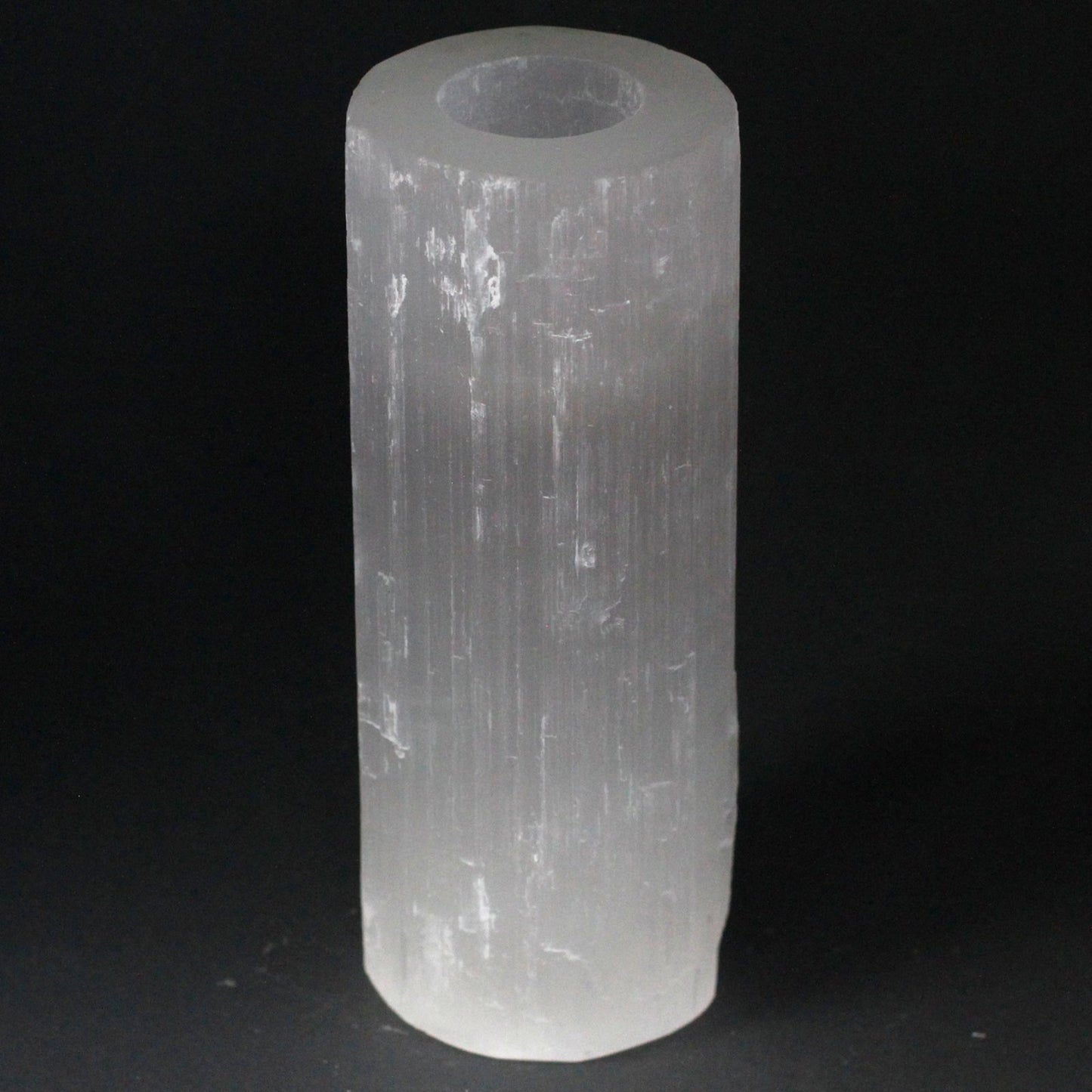 SELENITE CYLINDER TEALIGHT HOLDER – 8cm Diameter (Moroccan Selenite)