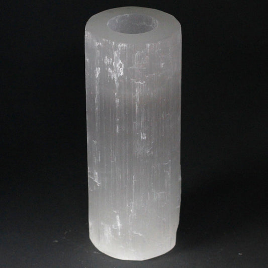 SELENITE CYLINDER TEALIGHT HOLDER – 8cm Diameter (Moroccan Selenite)