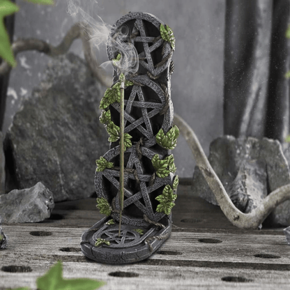 AGED PENTAGRAM INCENSE STICK HOLDER 20.5cm