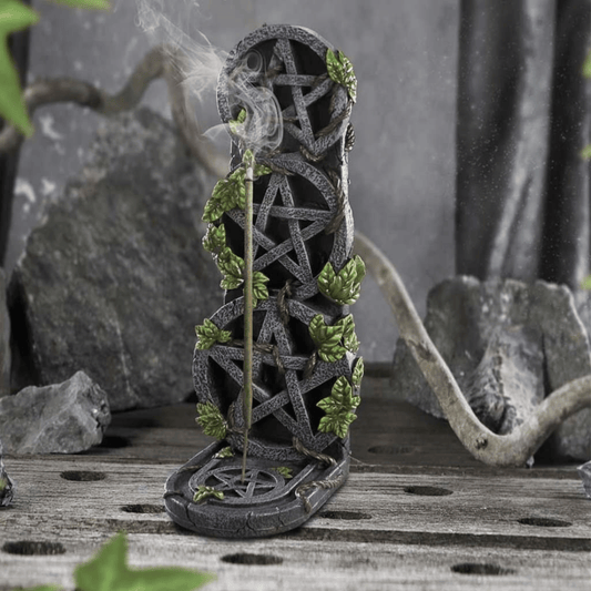 AGED PENTAGRAM INCENSE STICK HOLDER 20.5cm