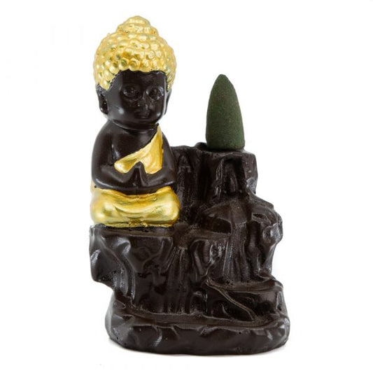 MEDITATING MONK BACKFLOW INCENSE BURNER - Waterfall Effect 12 cm - Spirit And Shadow