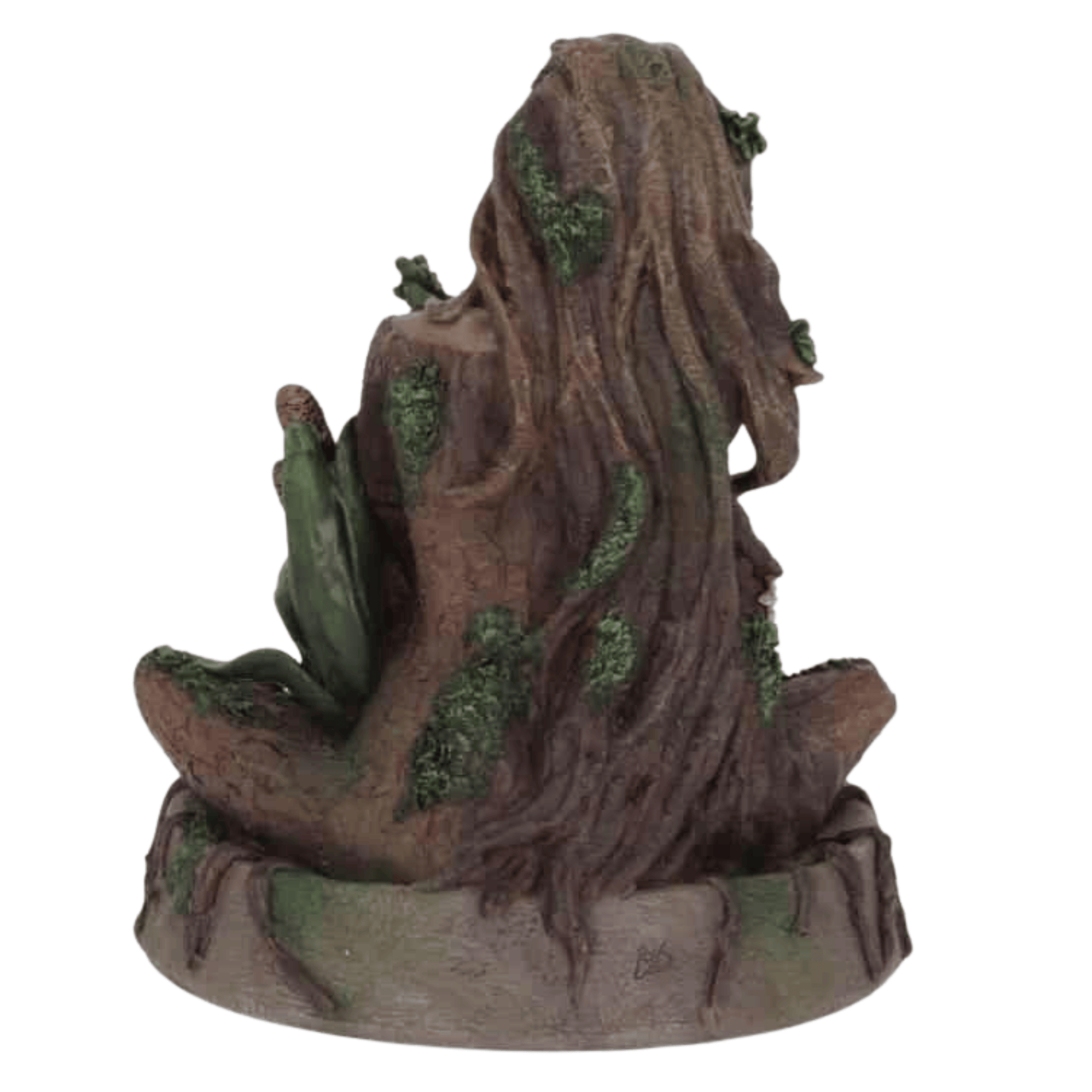 Decorative tree-like sculpture with greenery on a white background