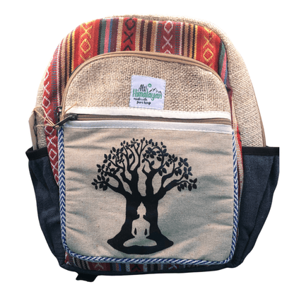 PURE HEMP BACKPACK -BODHI TREE DESIGN Earthy Tone