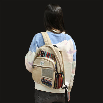 PURE HEMP BACKPACK - ZIG ZAG ZIPS Earthy Tones