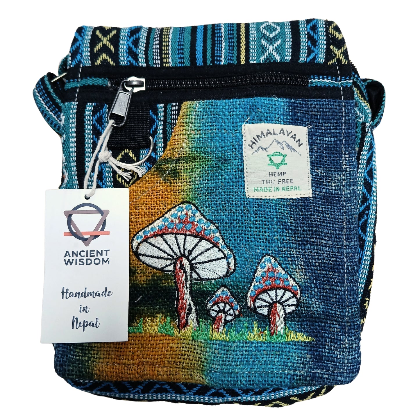 HEMP EMBROIDERED MUSHROOM PARTY BAG – Green Mushrooms