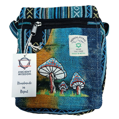 HEMP EMBROIDERED MUSHROOM PARTY BAG – Green Mushrooms
