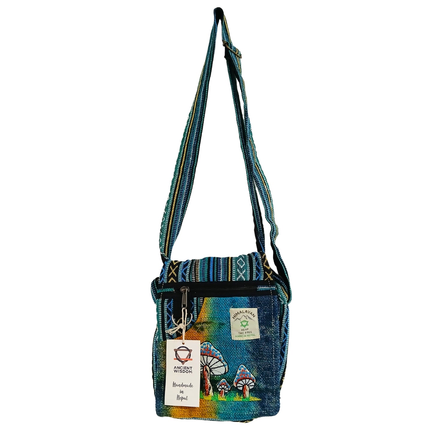 HEMP EMBROIDERED MUSHROOM PARTY BAG – Green Mushrooms