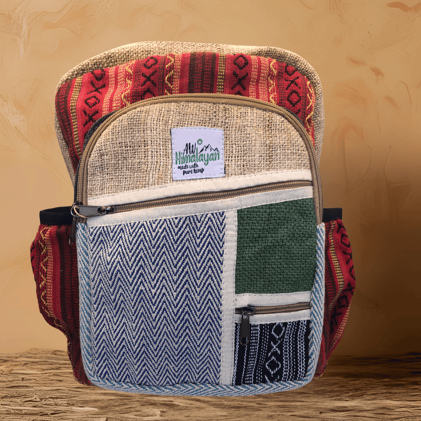 PURE HEMP BACKPACK - ZIG ZAG ZIPS Earthy Tones