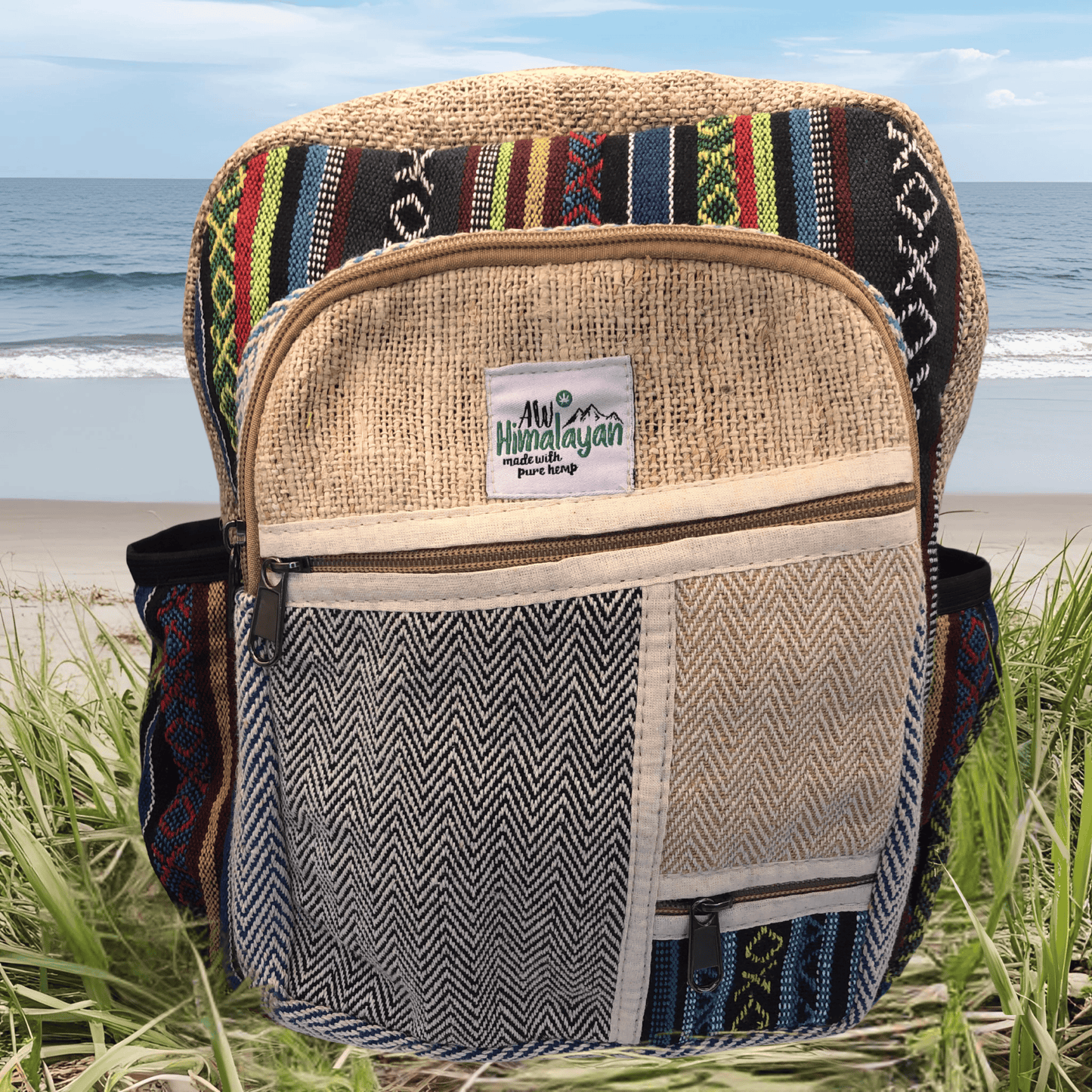 PURE HEMP BACKPACK - ZIG ZAG ZIPS Ocean Tones