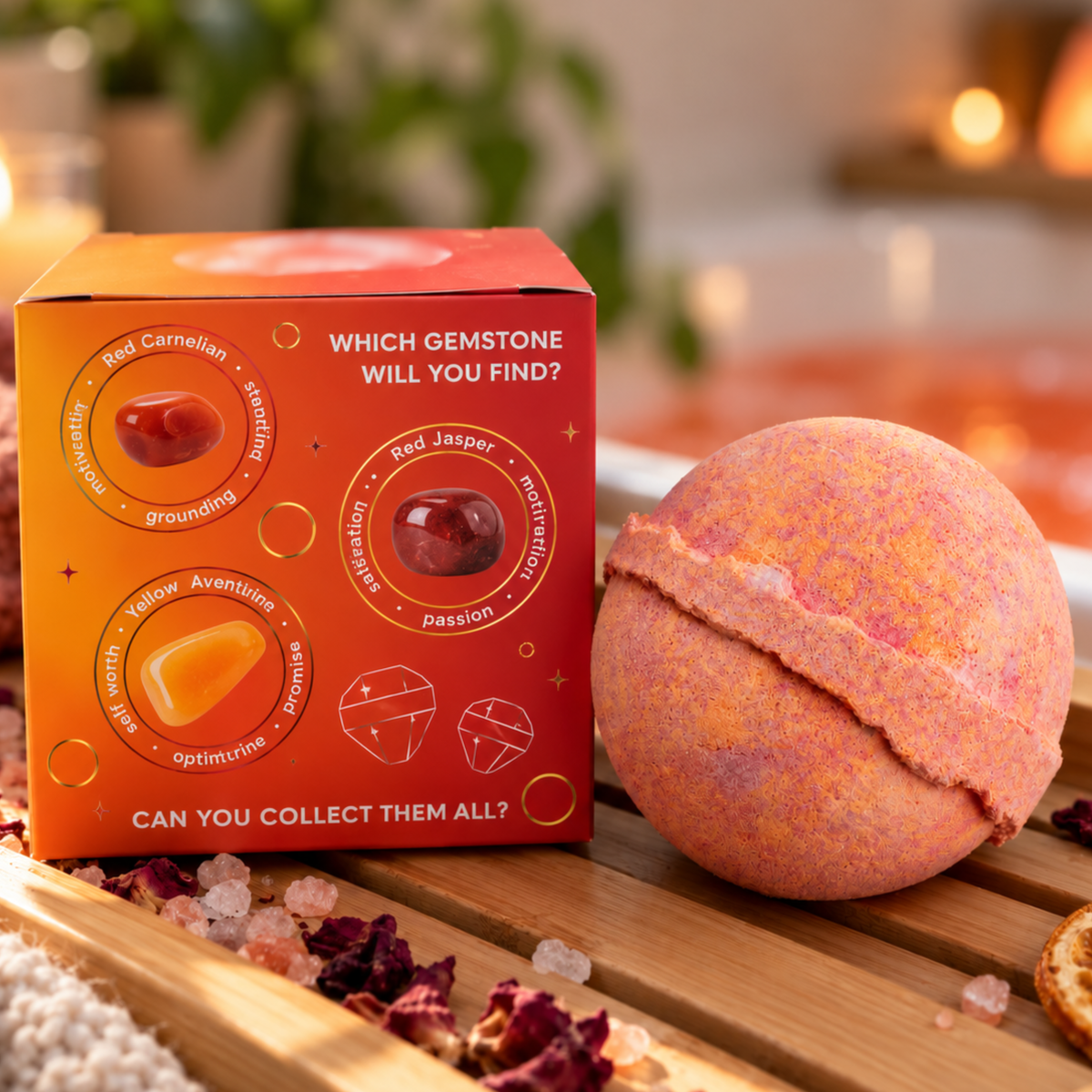CRYSTAL BATH BOMB FIRE ELEMENT - REVEAL YOUR CRYSTAL