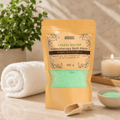 STRESS BUSTER AROMATHERAPY BATH POTION 350g – Restore & Relax Ritual