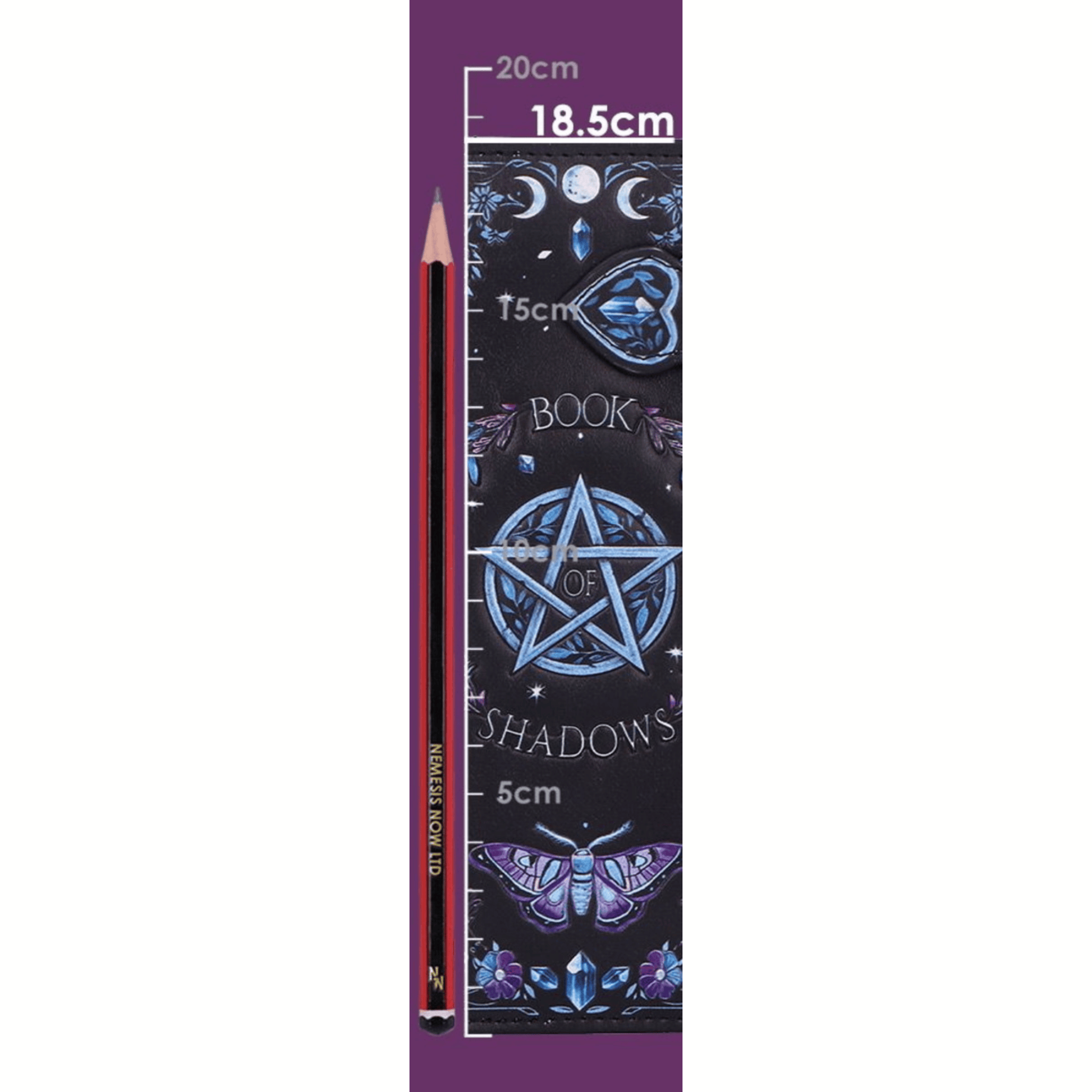 Pencil with decorative packaging featuring celestial designs on a white background