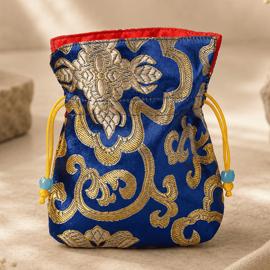 SAC EN BROCART BLEU FAIT MAIN – Idéal pour pendules, malas, trésors et sacs de sorts