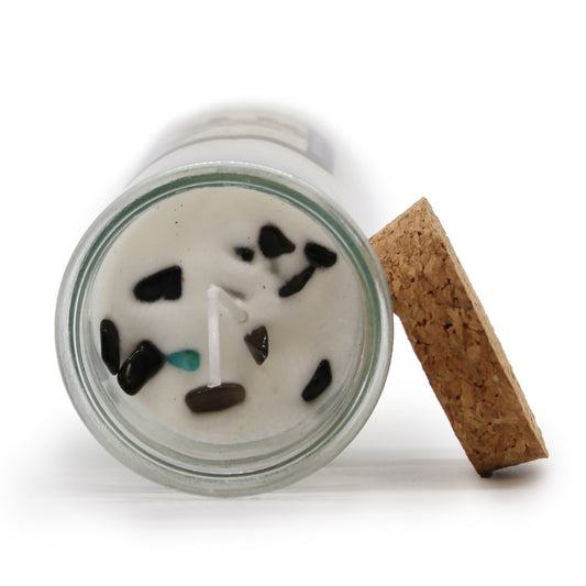 MAGIC SPELL CANDLE – LUCK with Black Agate Crystals and Liquorice Scent - Spirit And Shadow