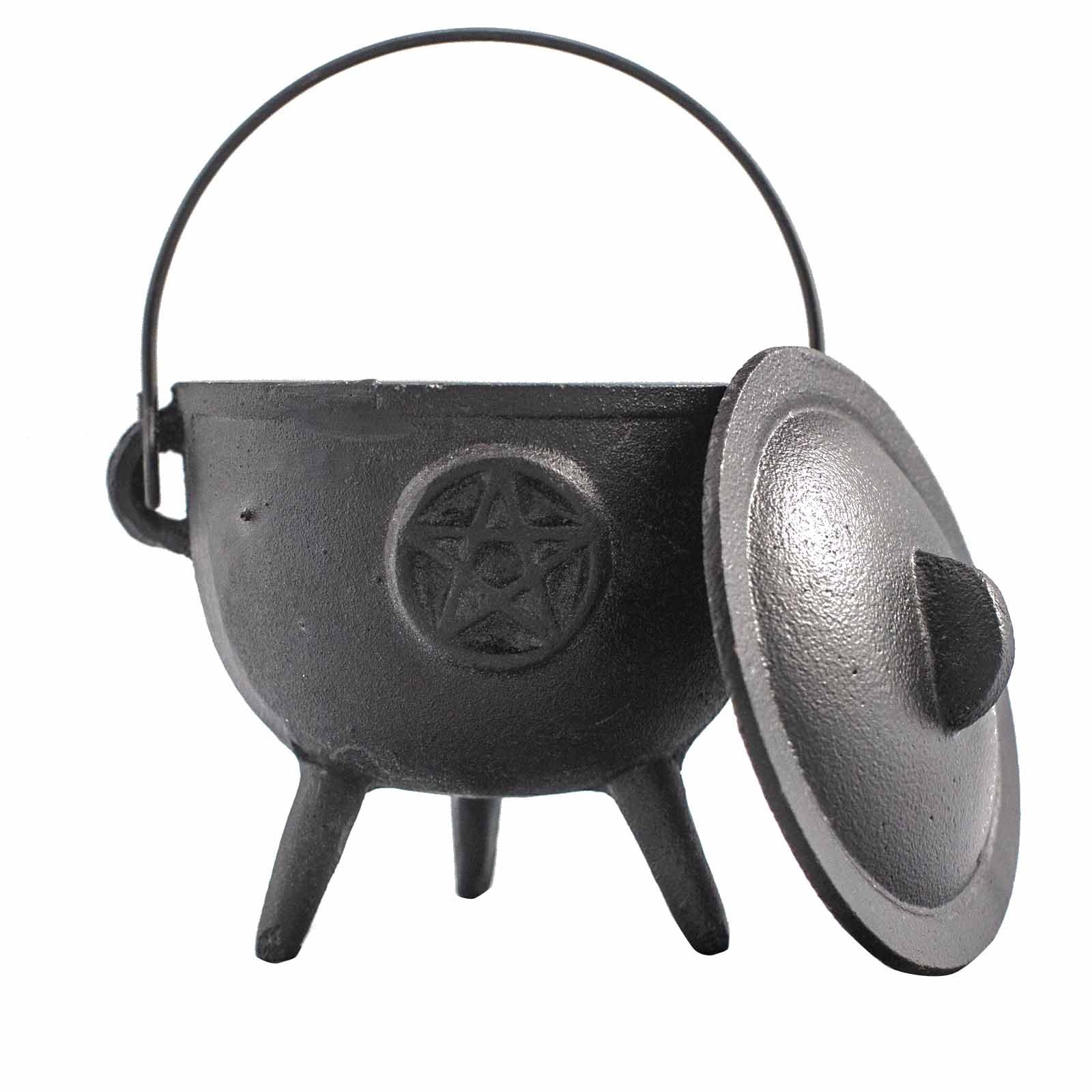 CAST IRON CAULDRON WITH PENTAGRAM 11x13cm – Large Ritual Magic Tool - Spirit And Shadow