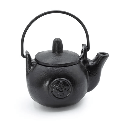 CAST IRON PENTAGRAM RITUAL POT WITH LID & SPOUT – 10cm