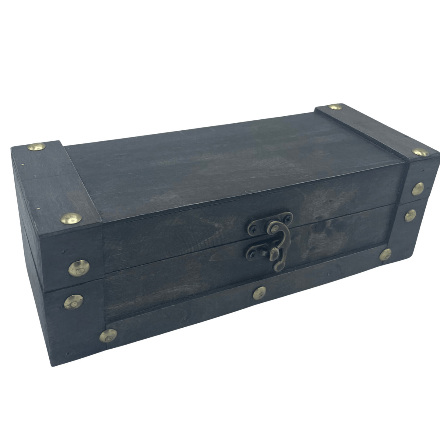 VINTAGE GREY WOODEN STORAGE CHEST – Long Trinket & Keepsake Box