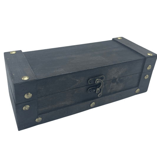 VINTAGE GREY WOODEN STORAGE CHEST – Long Trinket & Keepsake Box