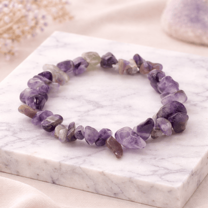 Bracelet en pierre d'améthyste - Cristal de guérison naturel pour le calme, l'équilibre et l'intuition