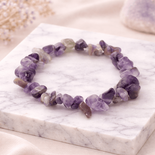 Bracelet en pierre d'améthyste - Cristal de guérison naturel pour le calme, l'équilibre et l'intuition
