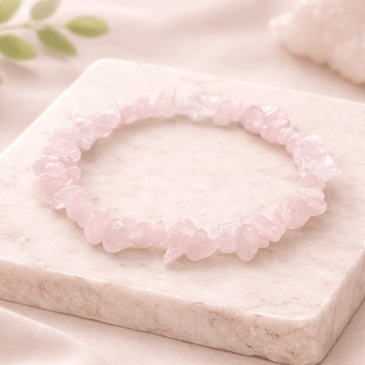 Bracelet en quartz rose – Cristal naturel d'amour et de guérison pour l'équilibre émotionnel