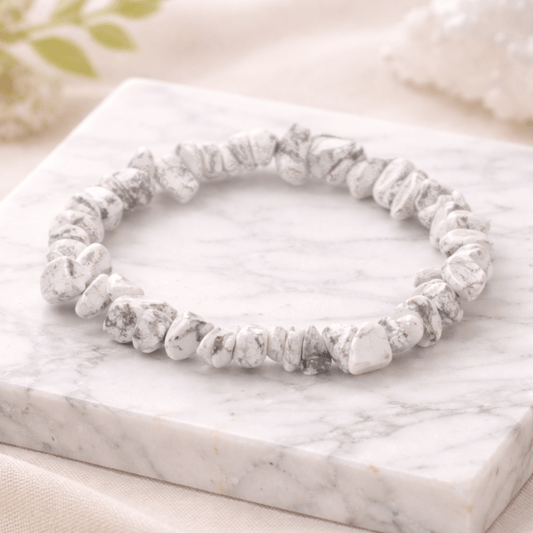 Bracelet en jaspe blanc – Cristal de guérison naturel pour le calme et la protection