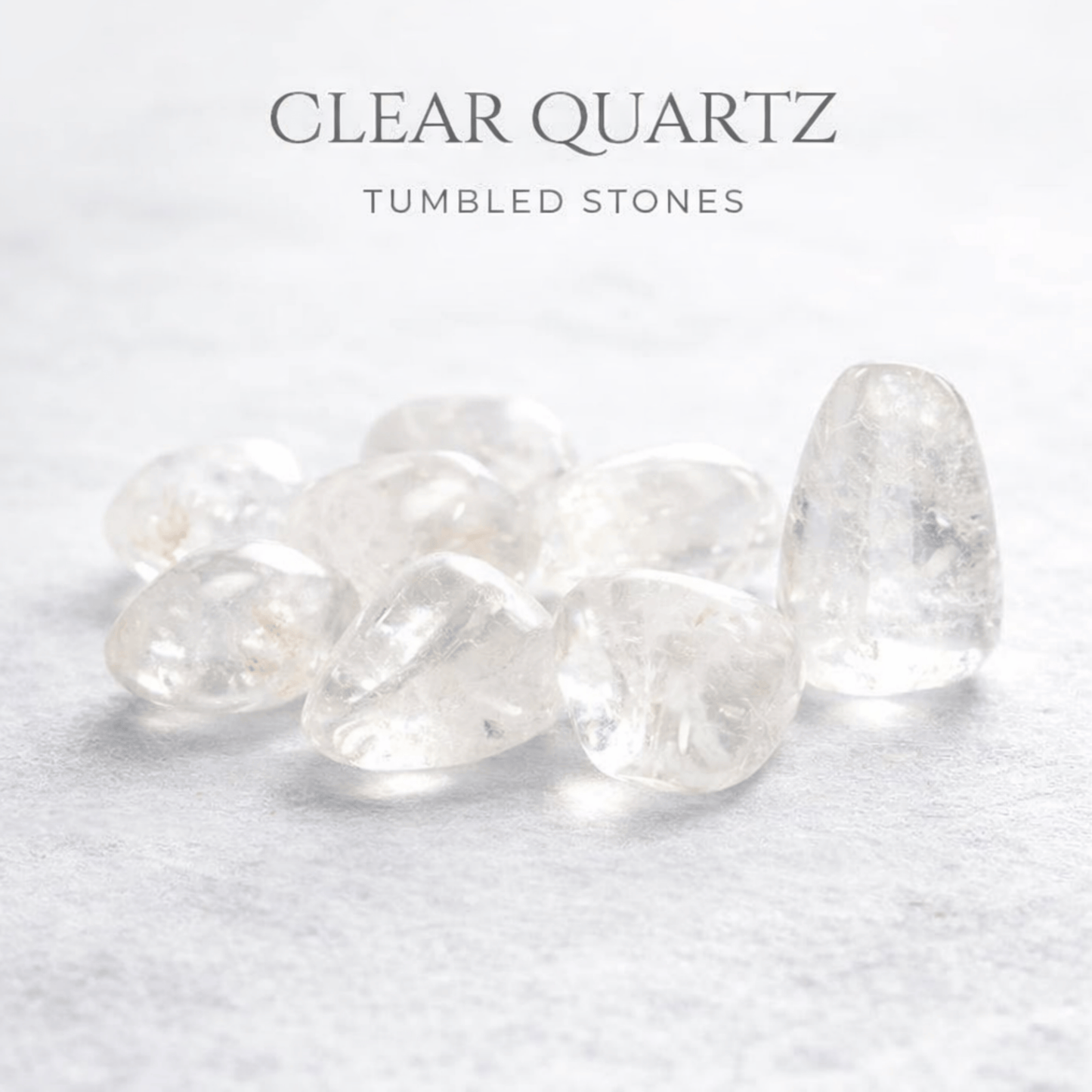 Clear Quartz tumbled stone on a white background