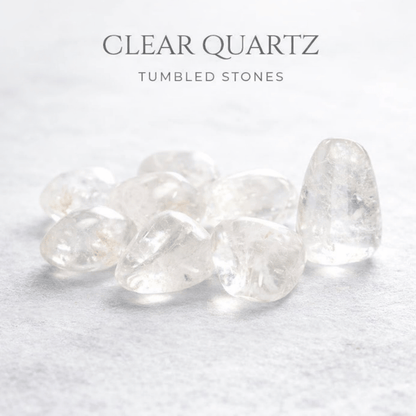Clear Quartz tumbled stone on a white background