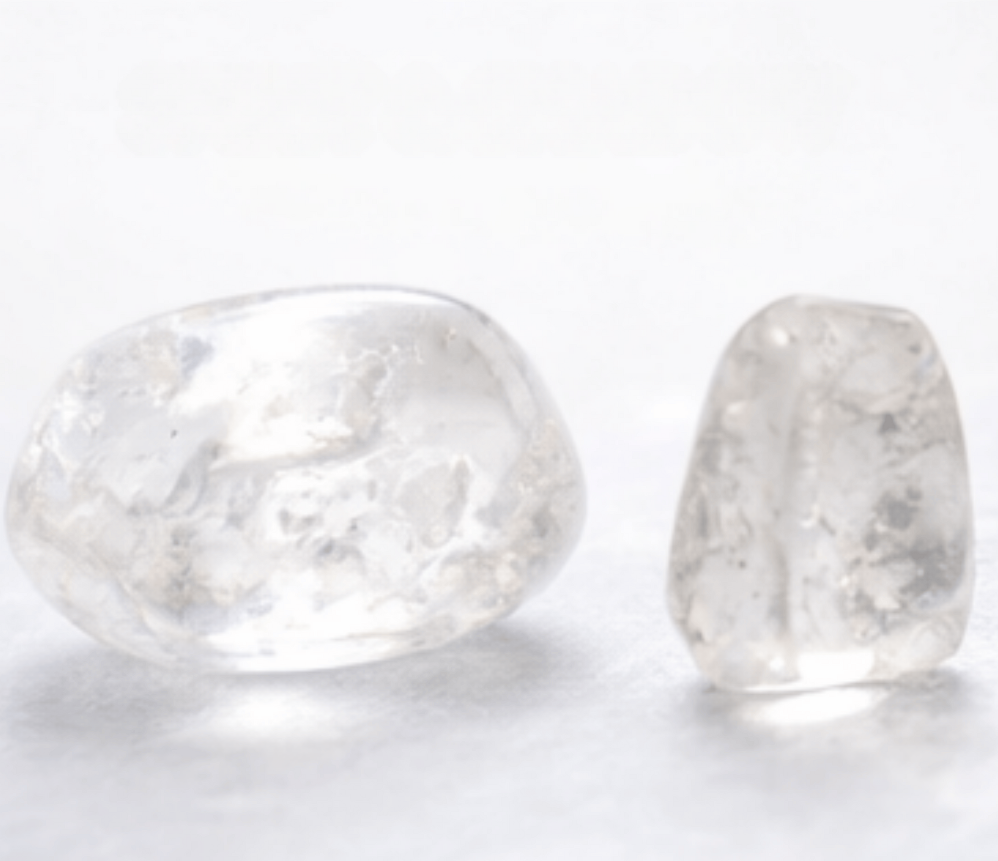Clear Quartz tumbled crystal close up