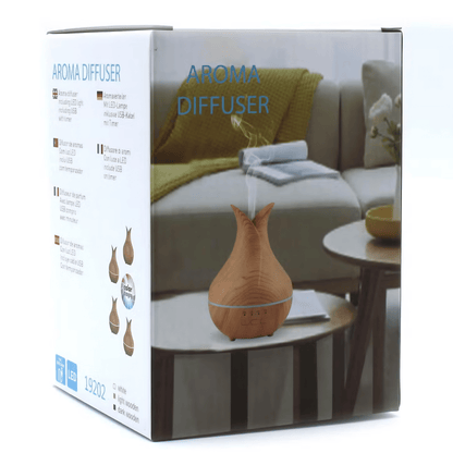 PALERMO WOOD EFFECT ULTRASONIC AROMA DIFFUSER with Timer & LED Lights