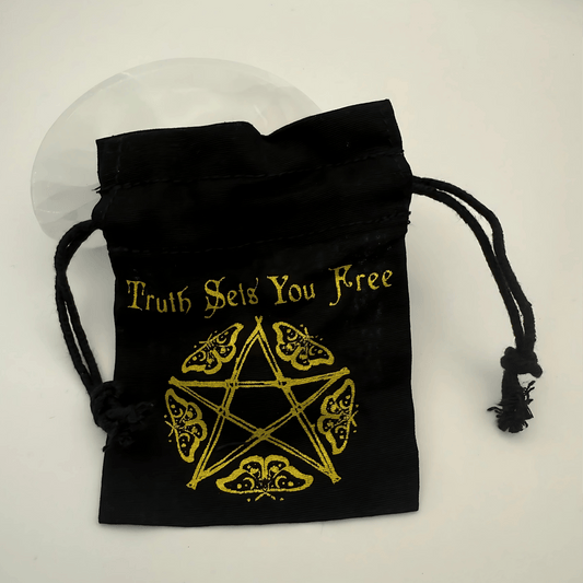 ESOTERIC Truth Sets You Free Cotton Pouch – Golden Pentacle Design 10×12cm