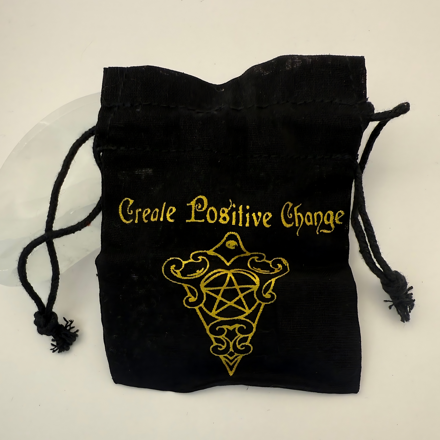 ESOTERIC CREATE POSITIVE CHANGE COTTON POUCH Golden Talisman Design 10×12cm
