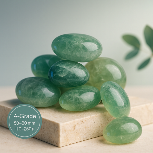 GREEN FLUORITE CRYSTAL TUMBLED  A Grade (50–80 mm | 110–250 g)