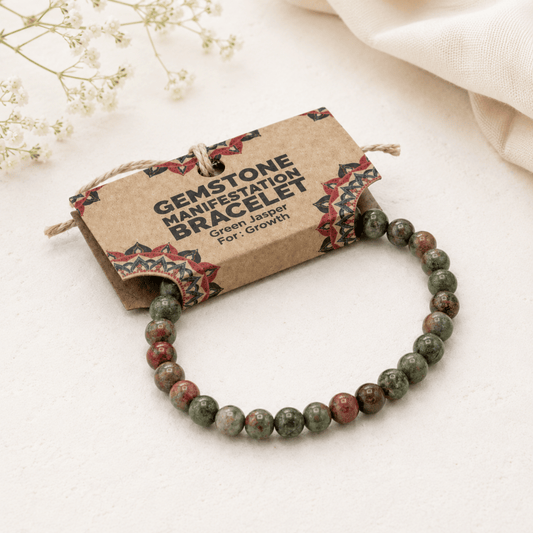Bracelet de manifestation en jaspe vert – Croissance