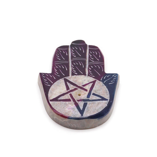 SOAPSTONE HAMSA INCENSE HOLDER - Pentagram Design