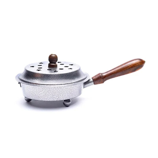 IRON INCENSE BURNER POT WITH MOON & STARS – Smudging Cauldron with Handle & Lid