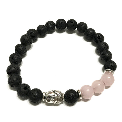 LAVA STONE BRACELET - Buddha & Rose Quartz