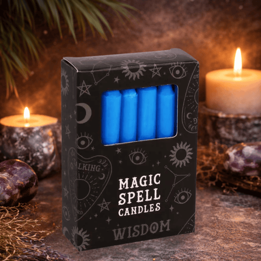 BLUE MAGIC SPELL CANDLES FOR WISDOM, INTUITION & CLARITY (Pack of 12) | Green Tree