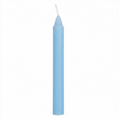 Light blue candle on a white background
