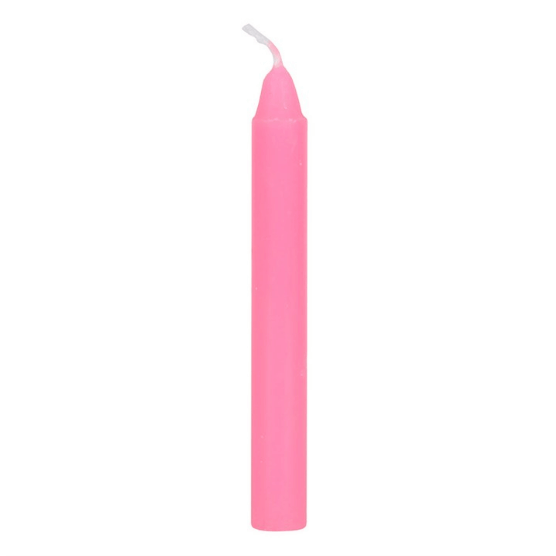 Pink candle on a white background