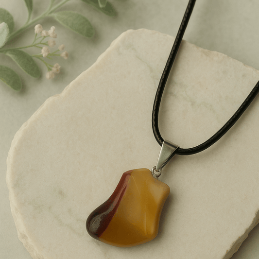 MOOKAITE PENDANT NECKLACE - TUMBLED CRYSTAL ON 18" CORD