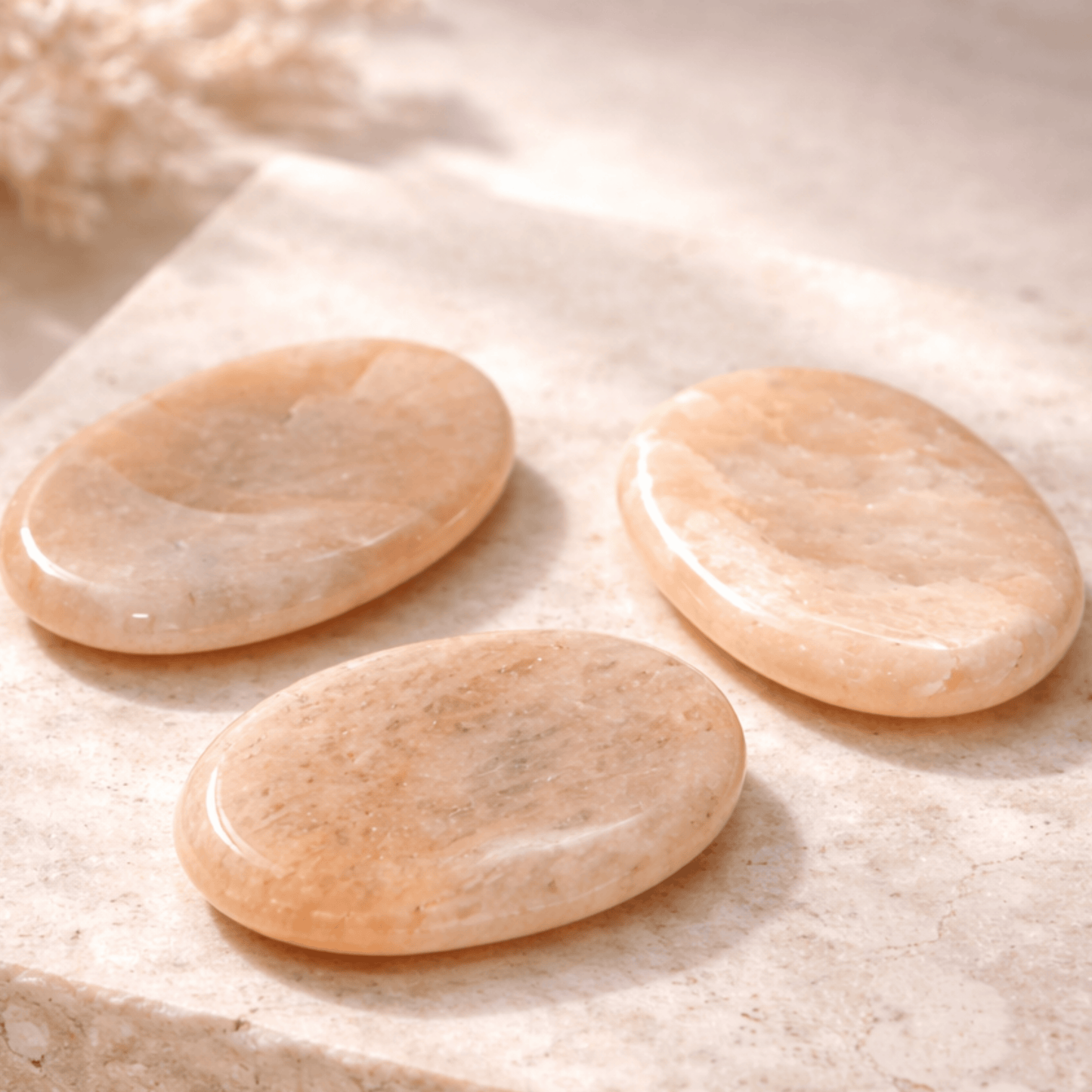 MOONSTONE WORRY STONE– Anxiety Relief & Calm Crystal  2.5 x 4.5cm