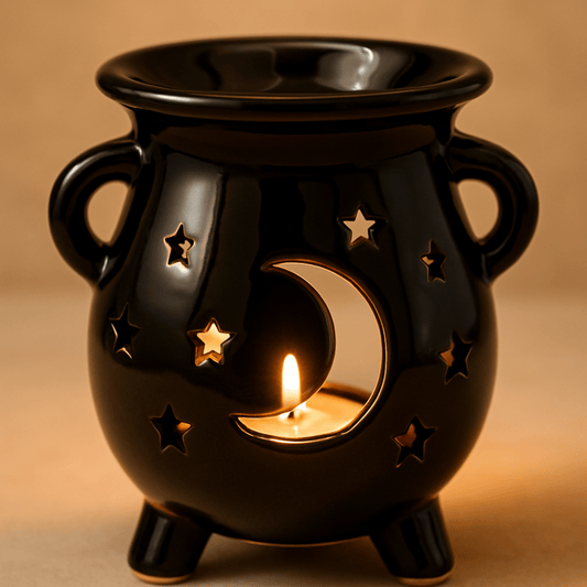 CAULDRON OIL BURNER – Moon & Stars Black