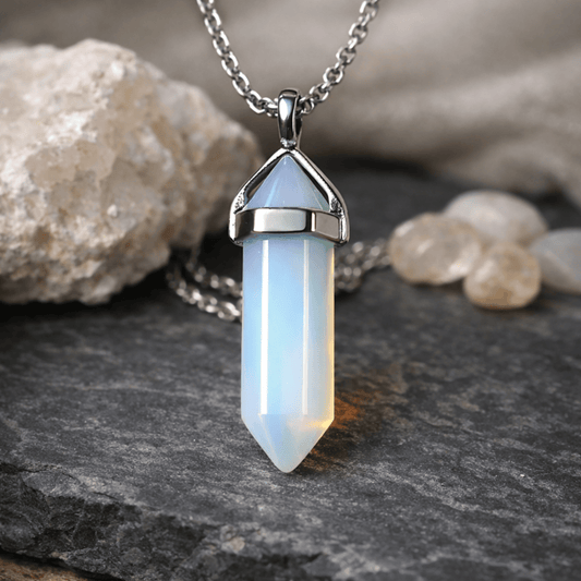 OPALITE CRYSTAL PENDANT NECKLACE – 50cm Stainless Steel Chain