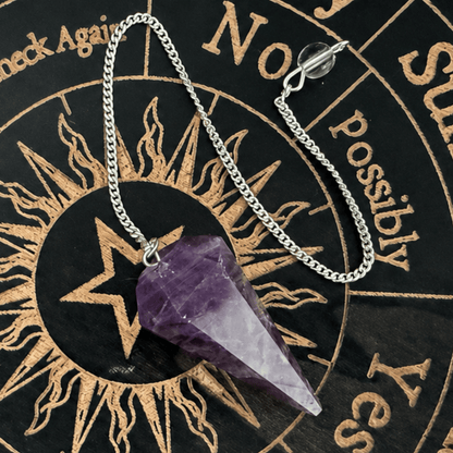 PENDULE EN PIERRE PRÉCIEUSE AMÉTHYSTE - CRISTAL À FACETTES POUR LA GUÉRISON DES CHAKRAS ET LA CONSCIENCE SPIRITUELLE