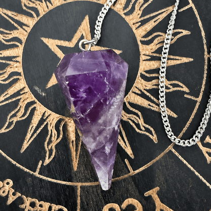 PENDULE EN PIERRE PRÉCIEUSE AMÉTHYSTE - CRISTAL À FACETTES POUR LA GUÉRISON DES CHAKRAS ET LA CONSCIENCE SPIRITUELLE