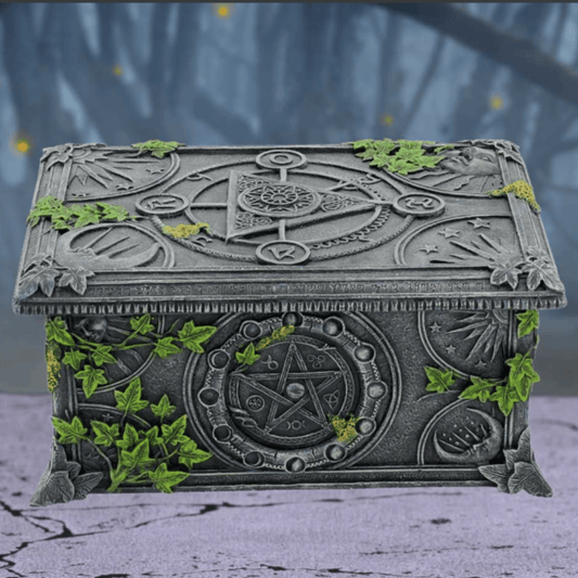 WICCAN PENTAGRAM TAROT / TRINKET BOX WITH IVY 17.5cm