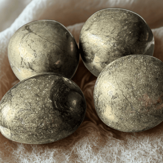 PYRITE CRYSTAL TUMBLESTONE  A Grade 20–30mm – Stone of Protection & Abundance