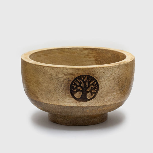 Mango Wood Ritual Incense Bowl with tree of life.