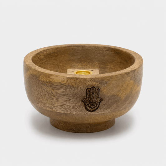HAMSA MANGO WOOD RITUAL BOWL INCENSE HOLDER
